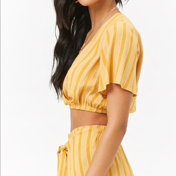 NWT! Striped Surplice Crop Top - Picture 2 of 4